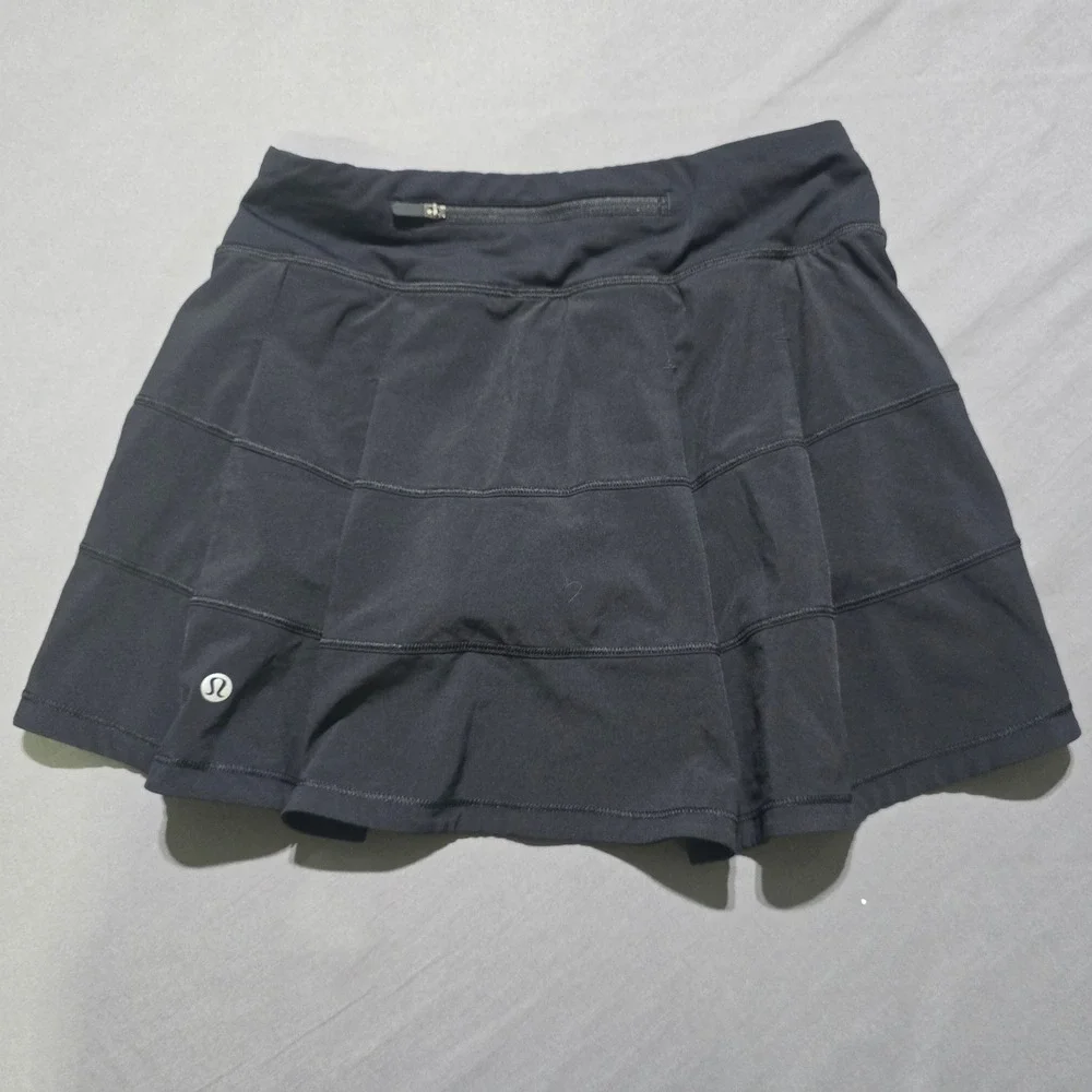 Lululemon Pace Rival Skirt Women 2 Black Tiered Pleated Athletic Skort W8AACT